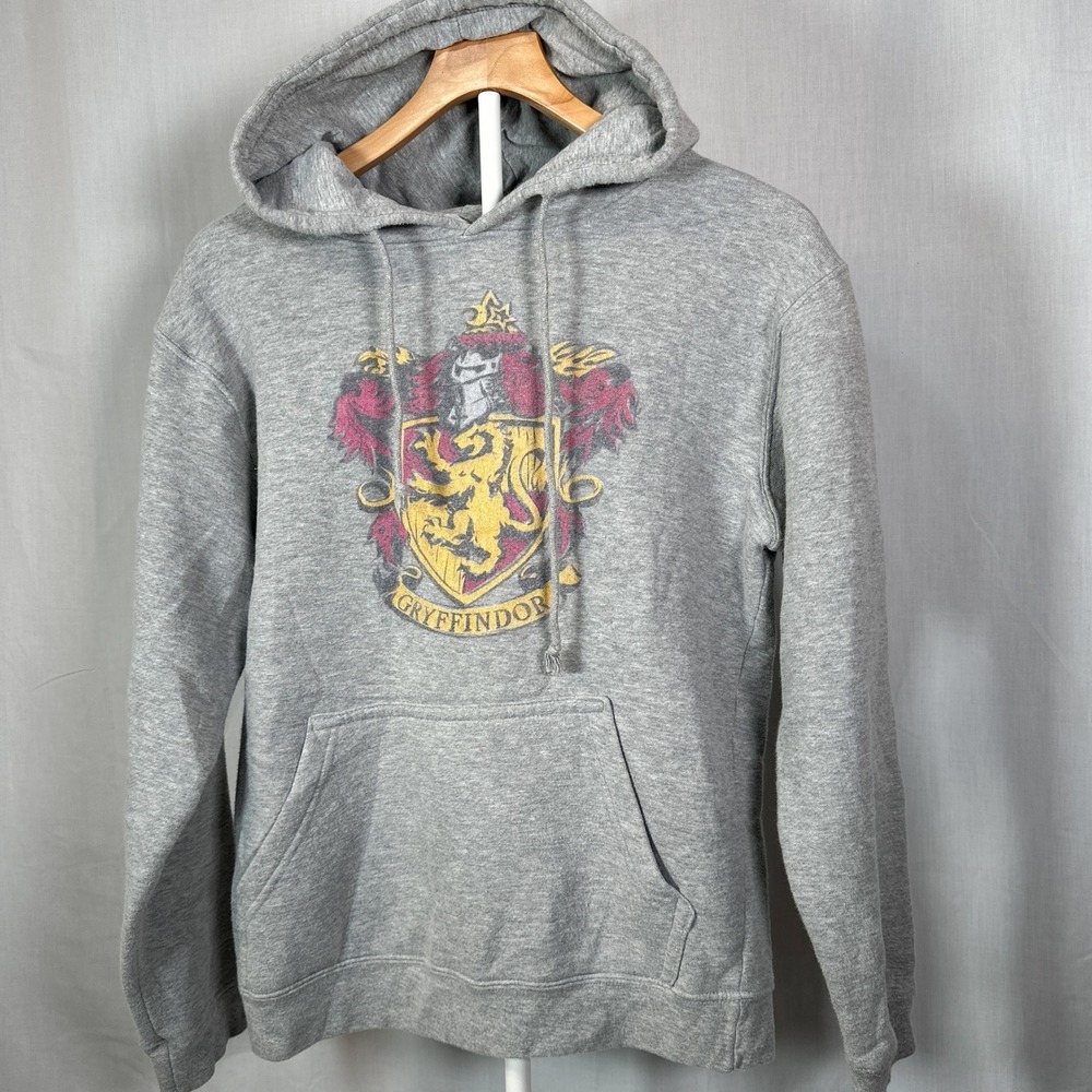 Harry Potter Gryffindor Crest Hoodie Gray Delta Fleece Pullover Mens Medium